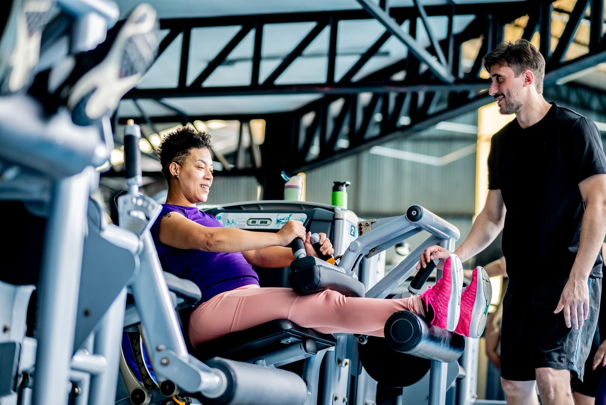 Personal training session in an upscale gym